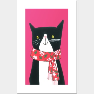 Cat With A Scarf Posters and Art